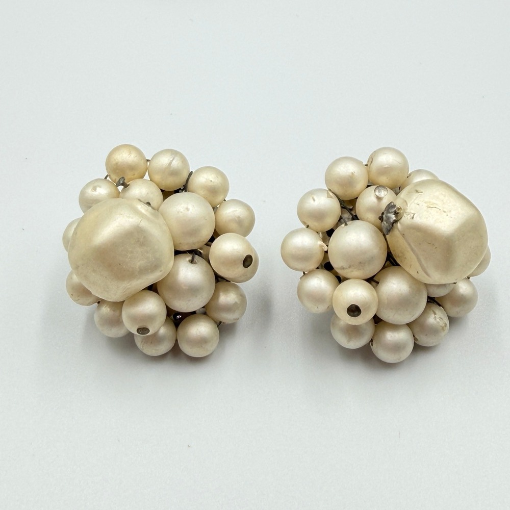 Vtg Japan Hong Kong Beaded Cluster Earrings‎ Lot 10 pairs Costume Jewelry Clip - Picture 12 of 16